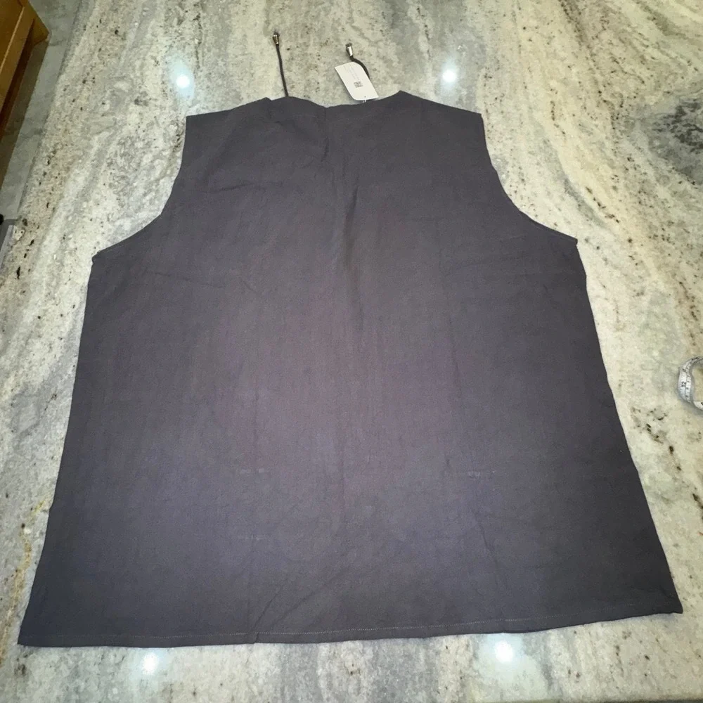 NWT Coofandy Women's 3XL‎ Gray Cotton Sleeveless Lace Up